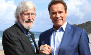 Kino-Premiere Stuttgart von Wonders of The Sea im Bild Michel Cousteau und Arnold Schwarzenegger